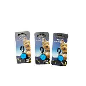 Nite Ize PetLit Collar Light Blue LED Clip-On Dog Safety Light NEW Lot of 3